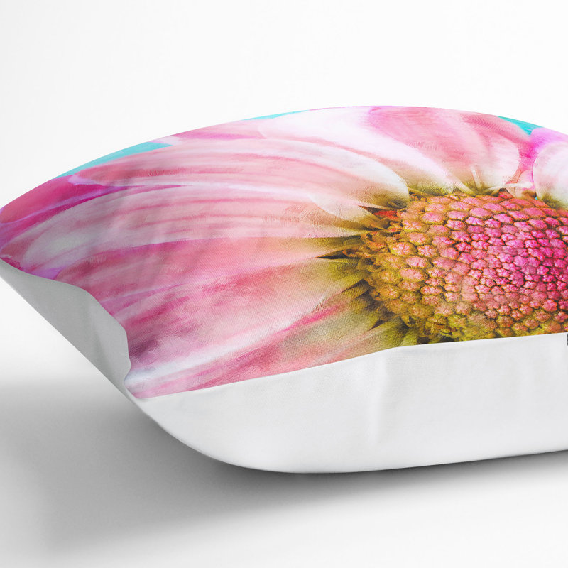 Daisy Flower Painting Cushion with Filling, White, 40cm H x 40cm W x 15cm D