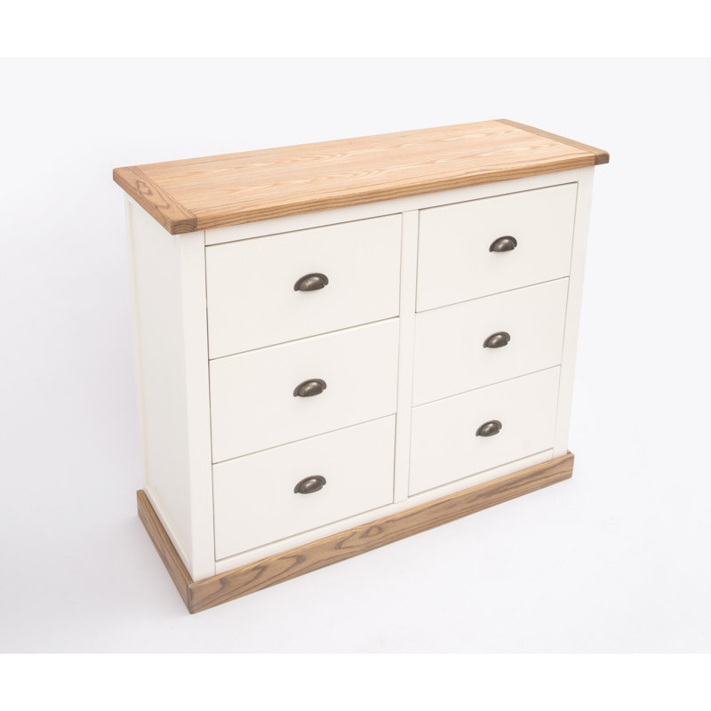 6 Drawer 110cm W Double Dresser, Waxed Oak