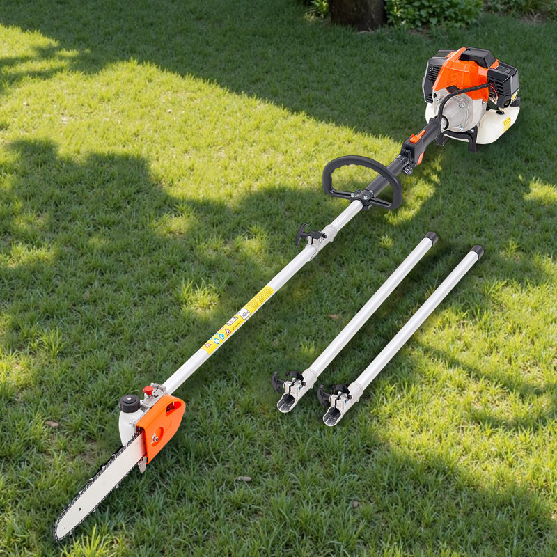 Gas Pole Saw, 43CC 2 Stroke Gas Powered Pole Saws with 12 in Cutting Bar, Cordless Tree Trimmer with Rotatable Head, 7.1 to 12 ft Extendable, Powerful Chainsaw for Tree Trimming Pruning