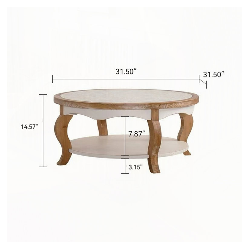 Round Coffee Table with Open Storage