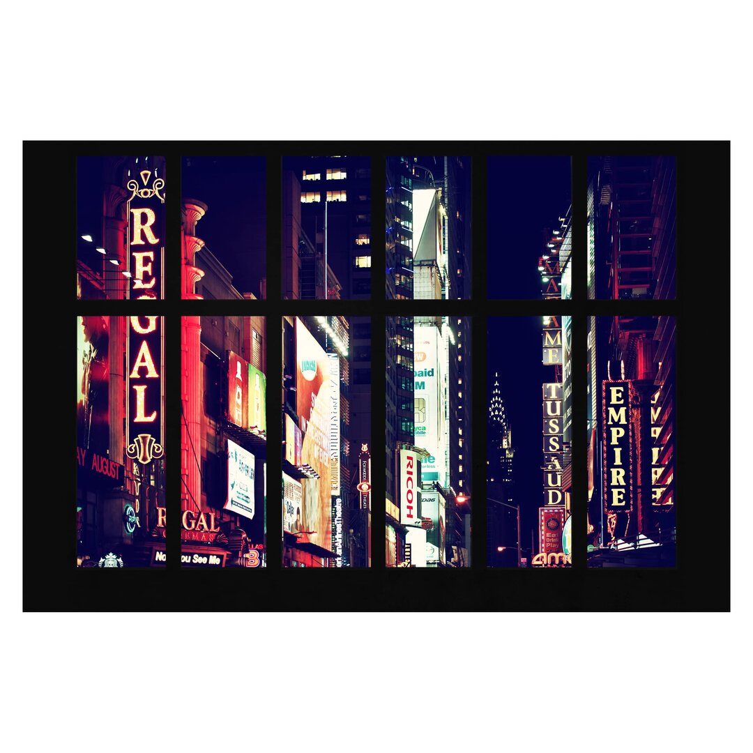 Matt Fototapete Fensterblick Times Square bei Nacht 3,2 m x 480 cm