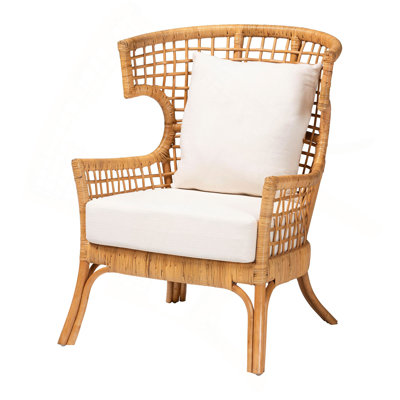 Fauteuil bohémien en rotin miel clair