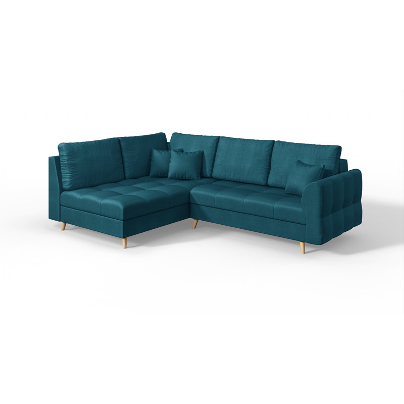 Scandinavian Corner Sofa, Left Hand Facing, Blue