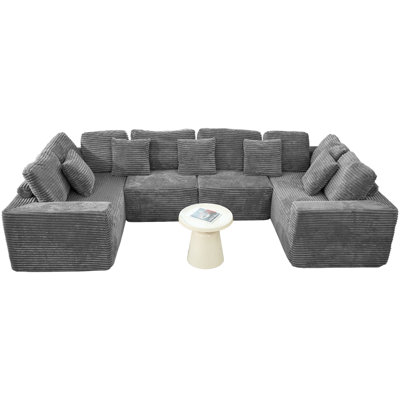 Compression Sectionals Sofa, Large Corduroy Modern U Shape For Home