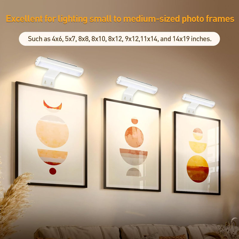 6.7'' Dimmable Wall Mount Picture Light with Remote, White