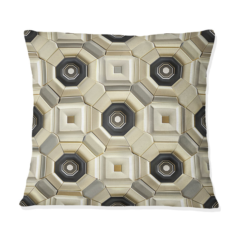 Coussin gris clair Midcentury - Mid-Century, H 16 po x l 16 po