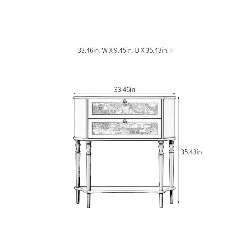 Retro Multifunctional Solid Wood Console Table