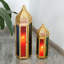 2 Piece Metal Glass Tabletop Lantern Set