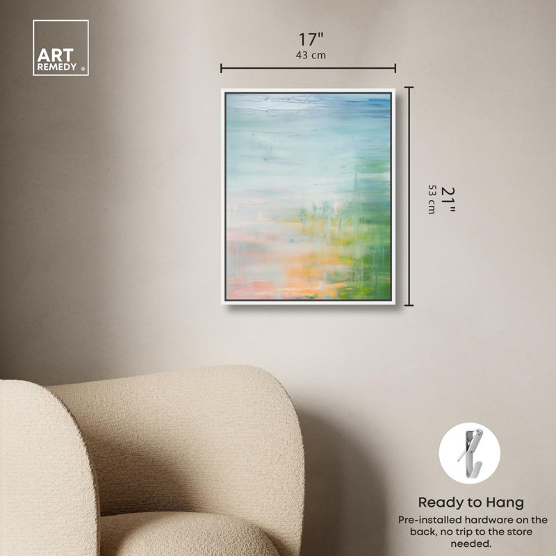 Peaceful Shore, toile par Art Remedy, H 21 po x l 17 po, Cadre flottant, Black