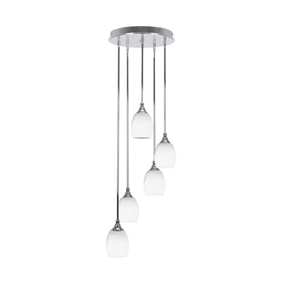 Amarnath 5 Light Stem Hung Cluster Pendalier Shown With 5" Glass