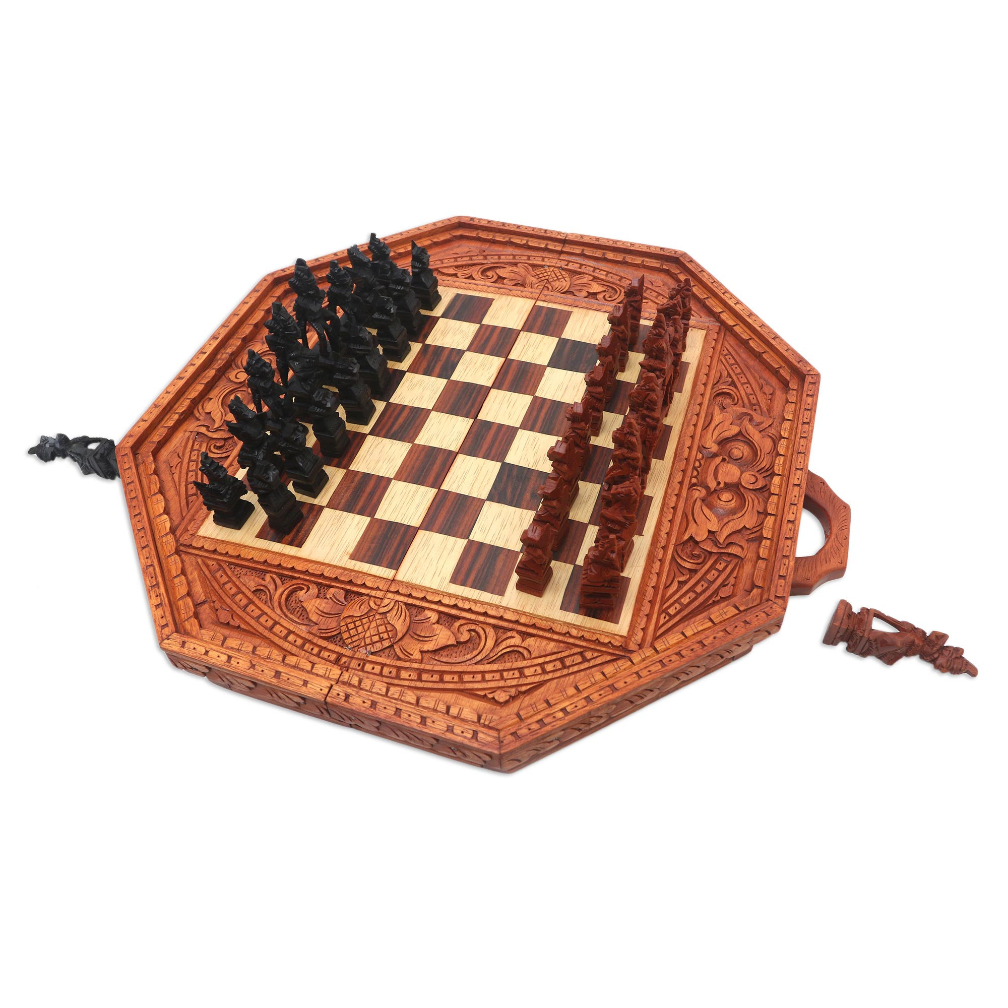 Novica Mukhamedali Novica 2 Player Wood Chess And Checkers Set