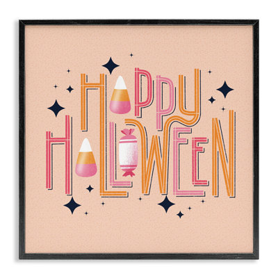 Happy Halloween with Candy Framed Giclee, design by Sarah Hickman