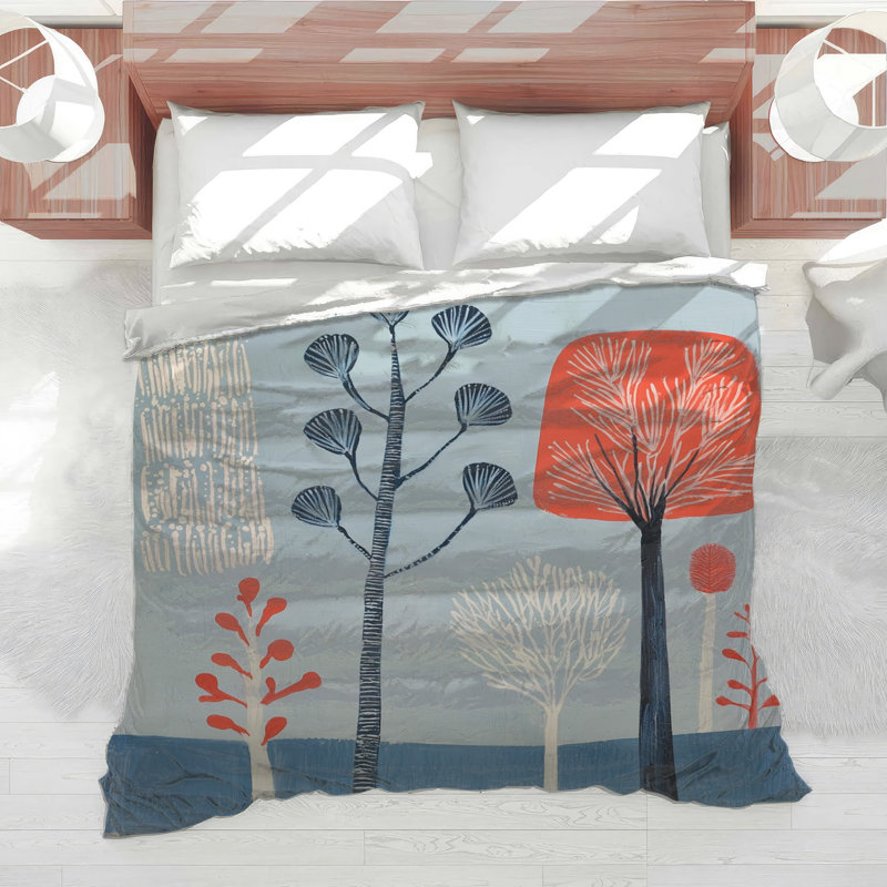 Trees Bedding Nature Comforter Modern, King