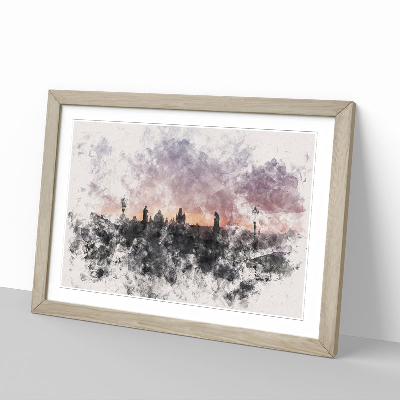 Charles Bridge in Prague Vol.2 - Picture Frame Painting, 48cm H x 65cm W x 2cm D, Oak Framed