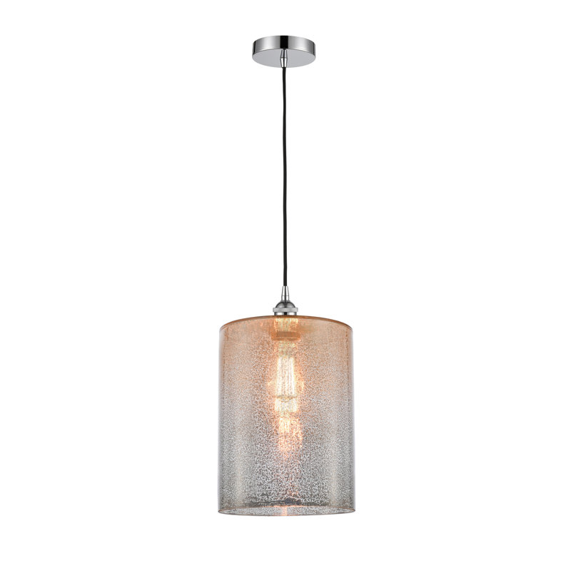 Luminaire suspendu cylindrique à 1 lumière Malcolm, H 15,75 po x l 9 po x P 9 po, Chrome poli, Mercurisé