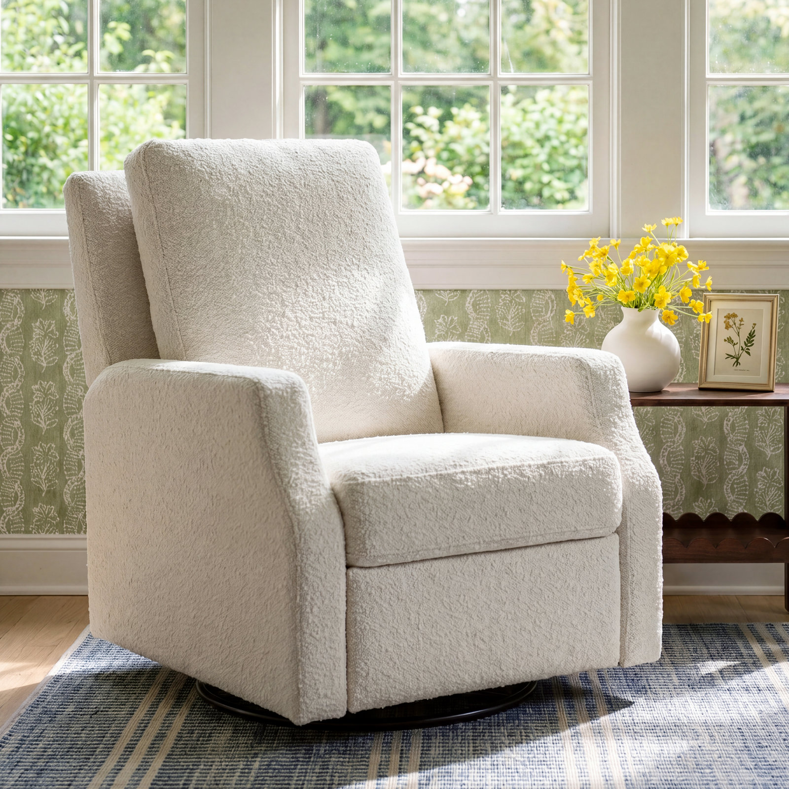 Crewe Swivel Glider, Ivory Boucle