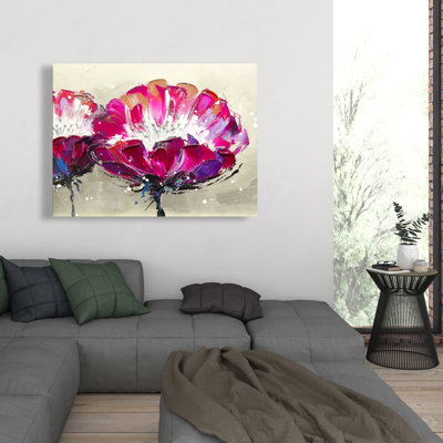 Deux fleurs sauvages - Décoration florale contemporaine sur toile