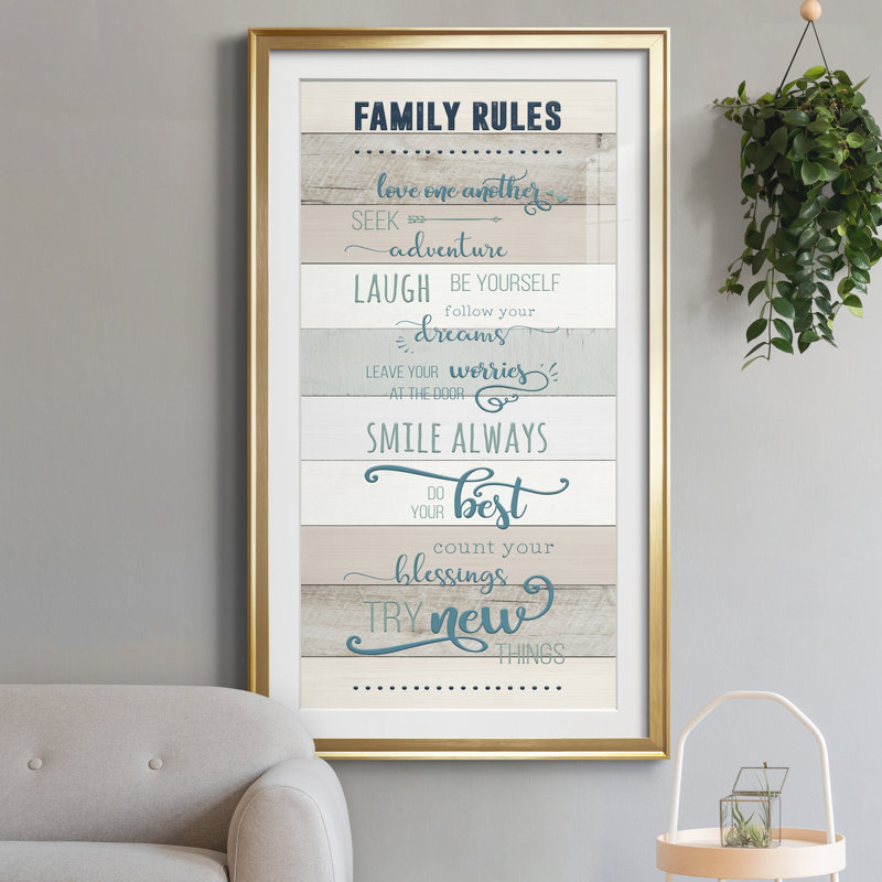 Family Rules - Print, Or, H 10,5 po x l 18,5 po x P 1,5 po