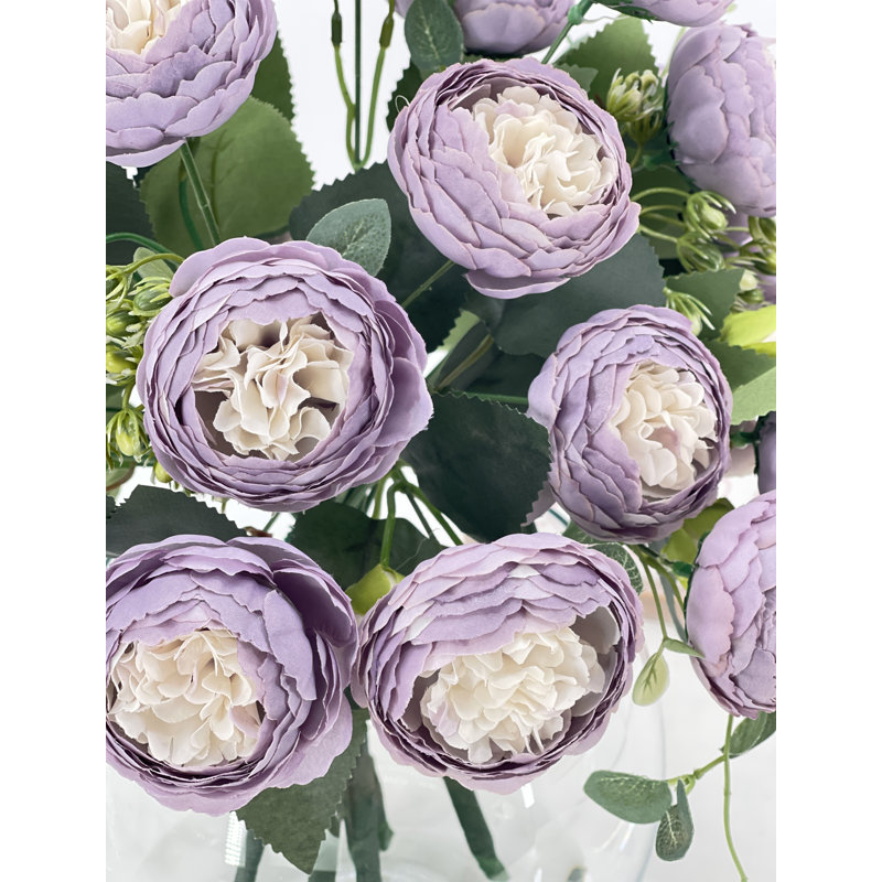 Centre de table artificiel avec pivoines roses, Mauve