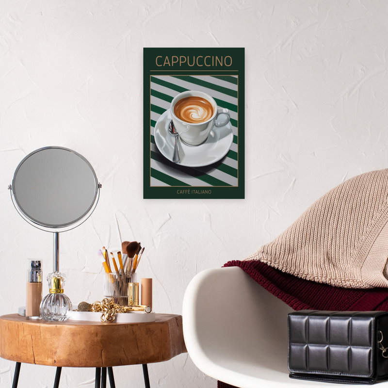 Cappuccino italien, art mural contemporain élégant, H 18 po x l 12 po