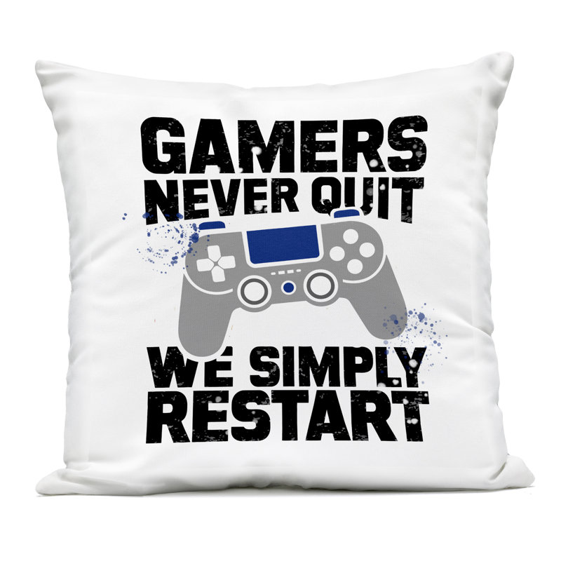 Coussin d'extérieur imprimé Simply Restart Gamer Motivation, design par Kim Allen