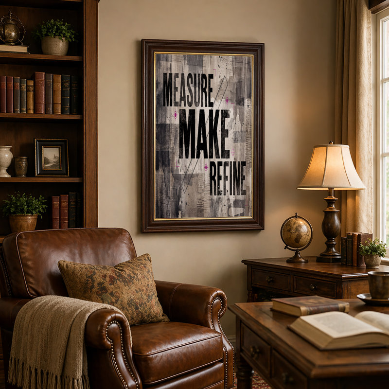 Mesure, affiner le texte avec règle et cible mauve, art mural sur toile, H 16 po x l 24 po