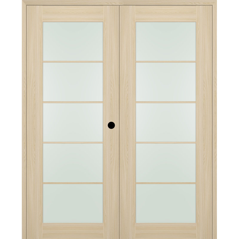 Vona 48" Beige Composite French Door with Frosted Glass