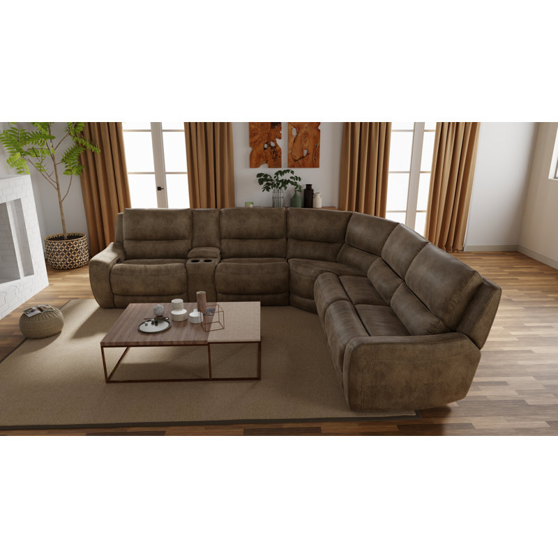 Canapé modulaire inclinable électrique en L 6 pièces avec console Performance