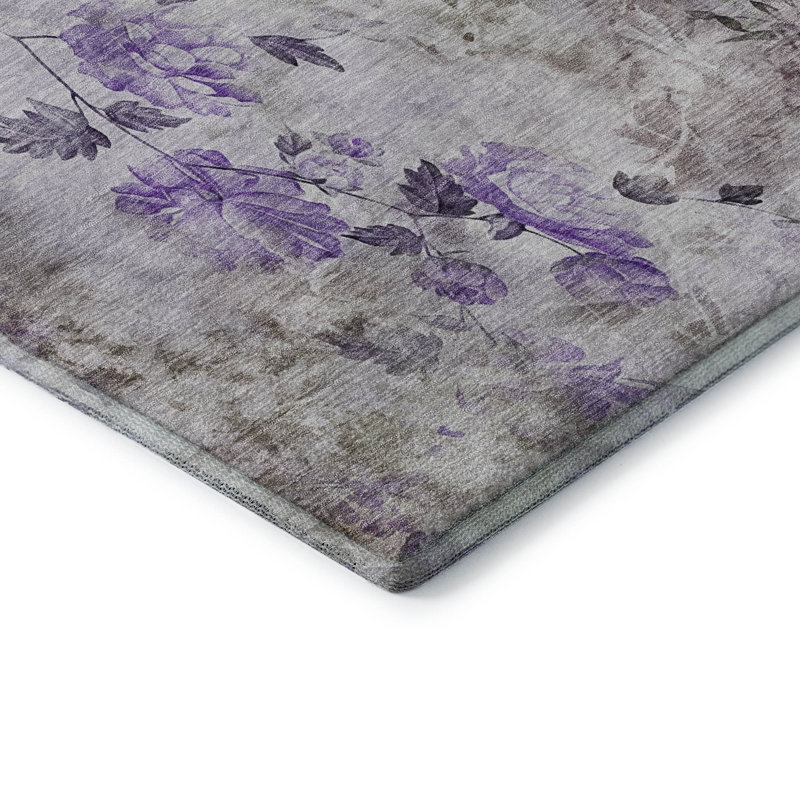 Premium Machine Washable Prisco Purple Rug, Runner 2'3" x 7'6"