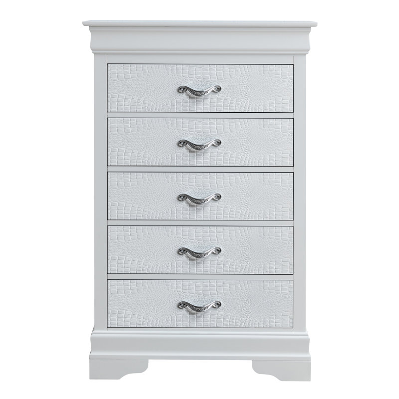 Eduardo 5 Drawer Chest, Pearl White