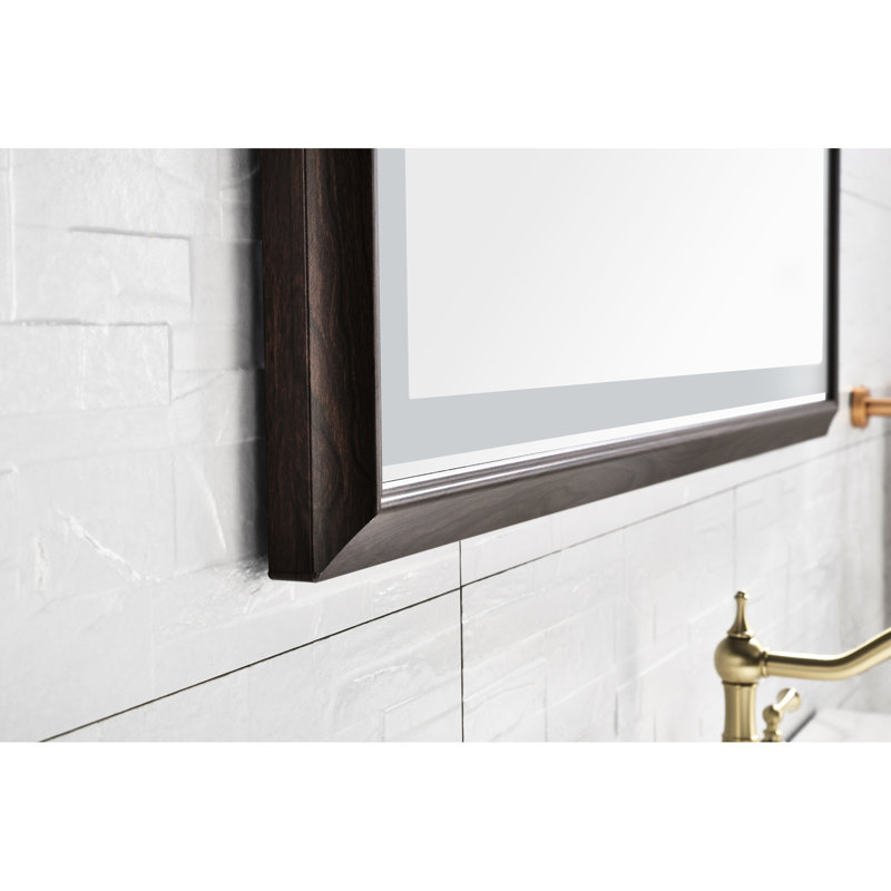 Miroir multifonctionnel à DEL pour salle de bain - bouton intelligent, température de couleur variable, caractéristique, brun, aluminium, profondeur de 40 po, largeur de 24 po, hauteur de 1,5 po, meuble-lavabo multifonctionnel de 21,1 lb