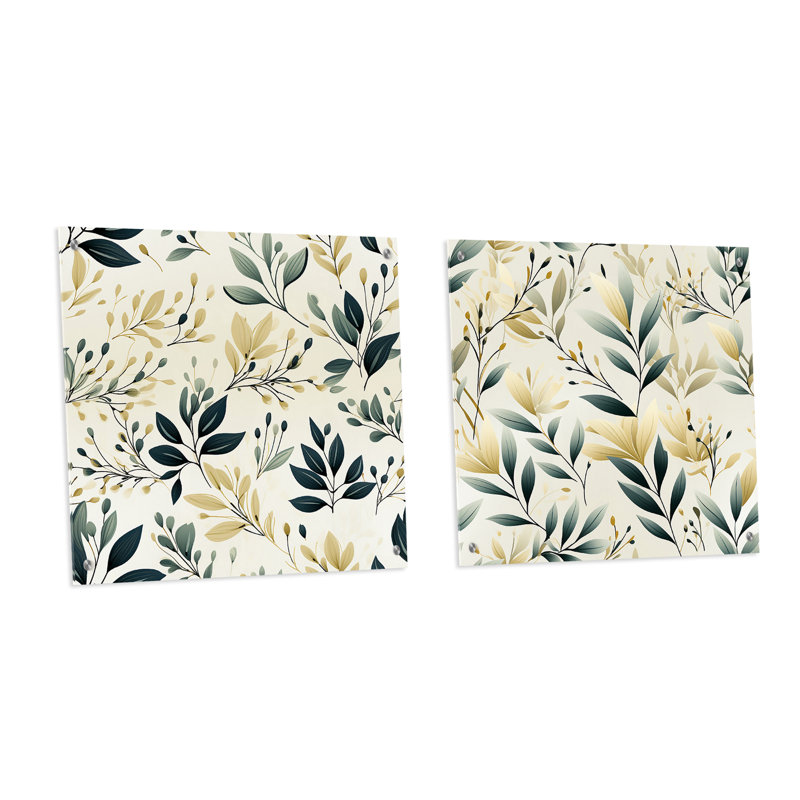 Ensemble d'art mural en verre Swanage - Plants, H 36 po x l 73 po