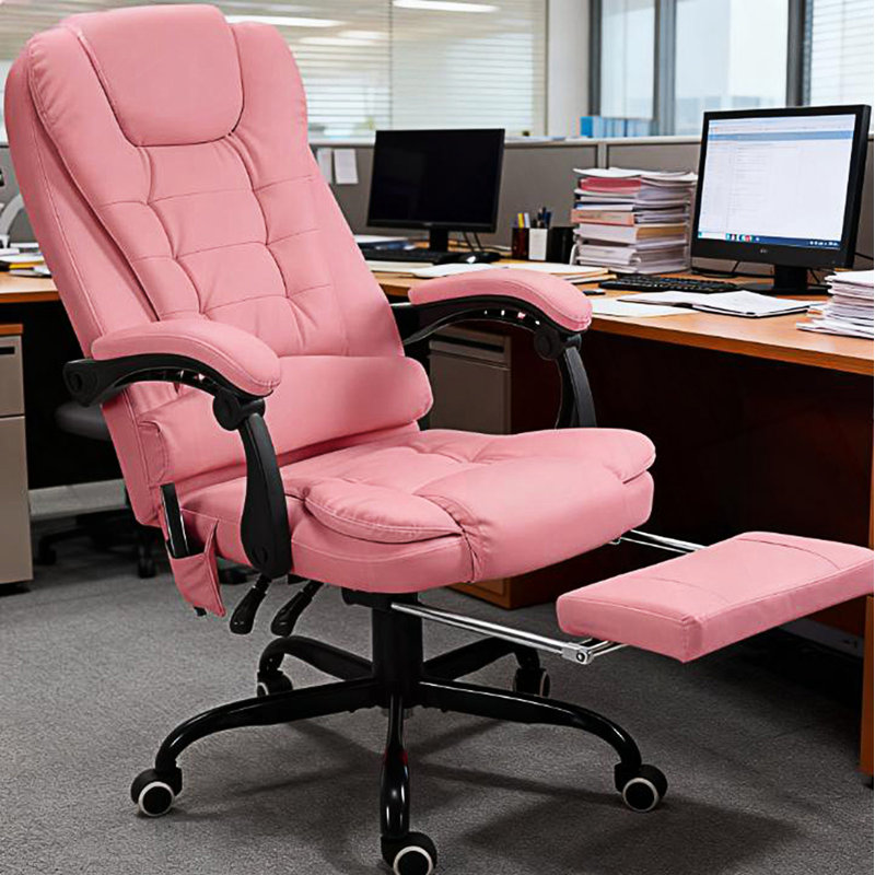 Fauteuil de massage vibrant à 7 points, fauteuil de bureau à massage à haut dossier, Pink