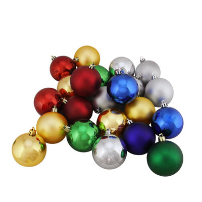 24ct Multi-Color Shatterproof 2-Finish Christmas Ball Ornaments 2.5" (60mm)