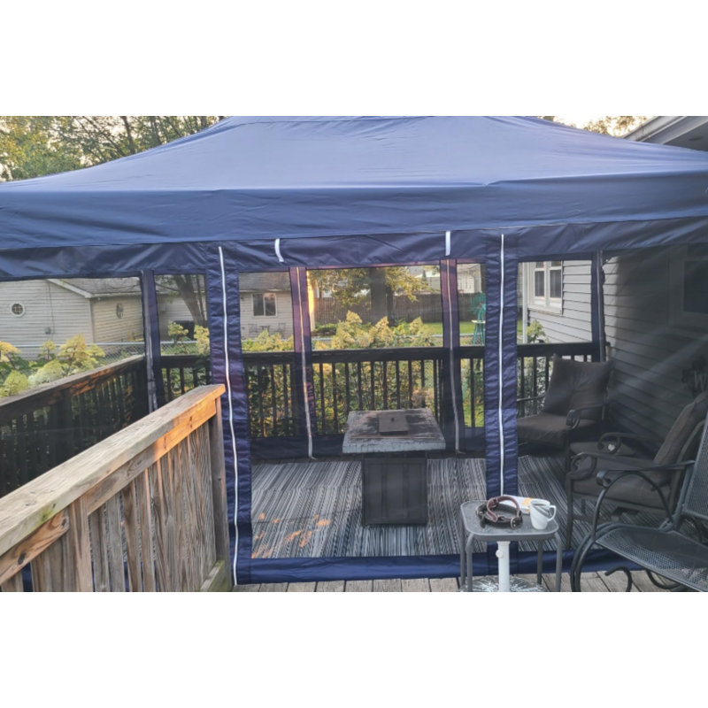 10'x20' Heavy Duty Canopy Tent, Pop up Gazebo with Netting Screened, Dark Blue