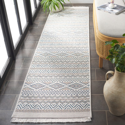 Tapis Wicker 152 en turquoise / beige