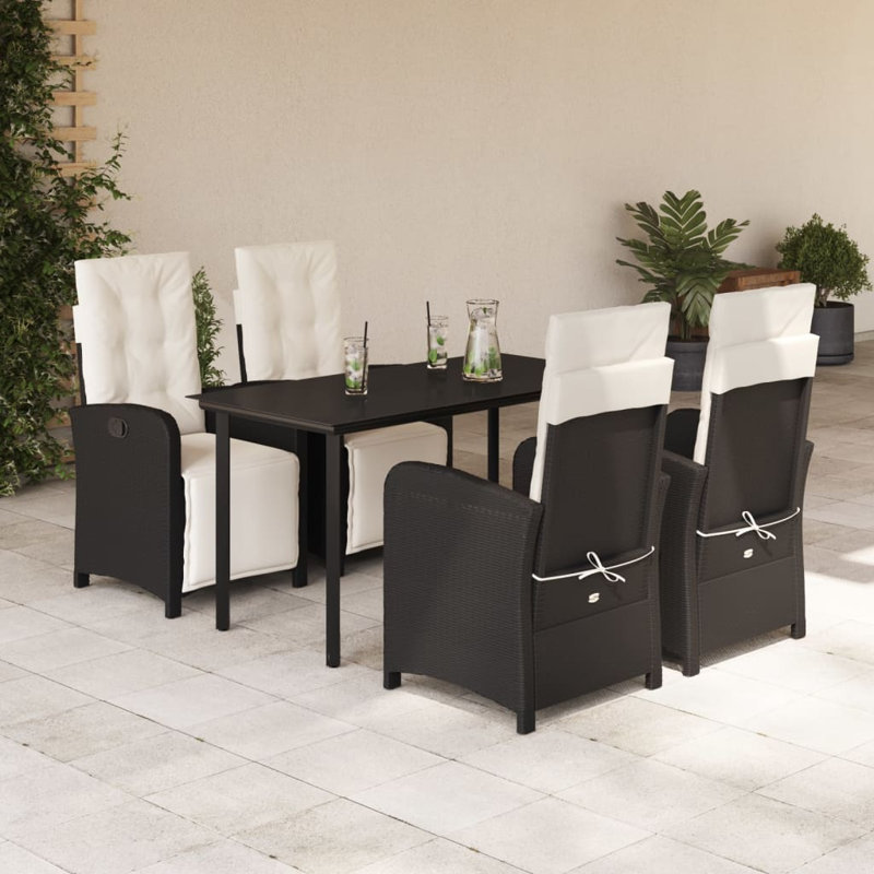 Ensemble de salle à manger de jardin d'extérieur noir