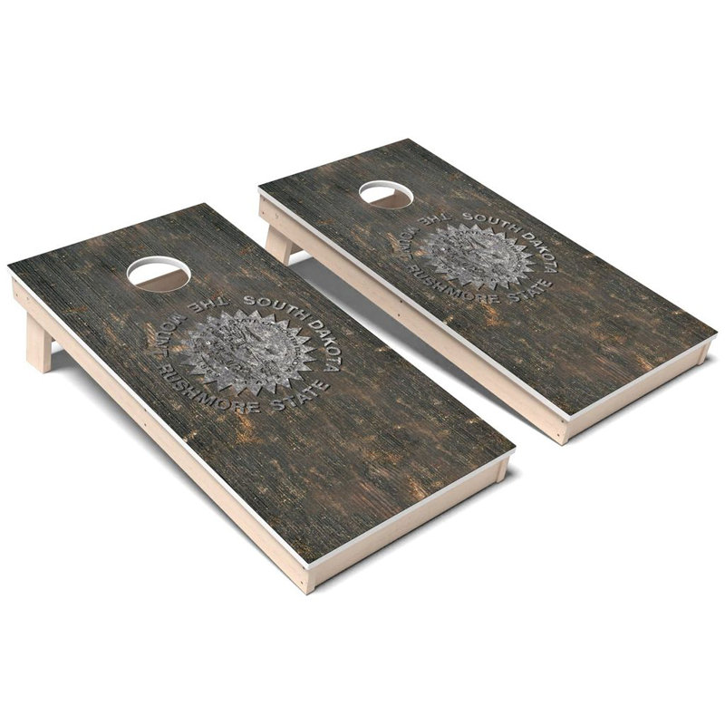 Ensemble de planche de jeu de cornhole rétro toutes saisons en South Dakota State Flag, Ajouter des lumières DEL