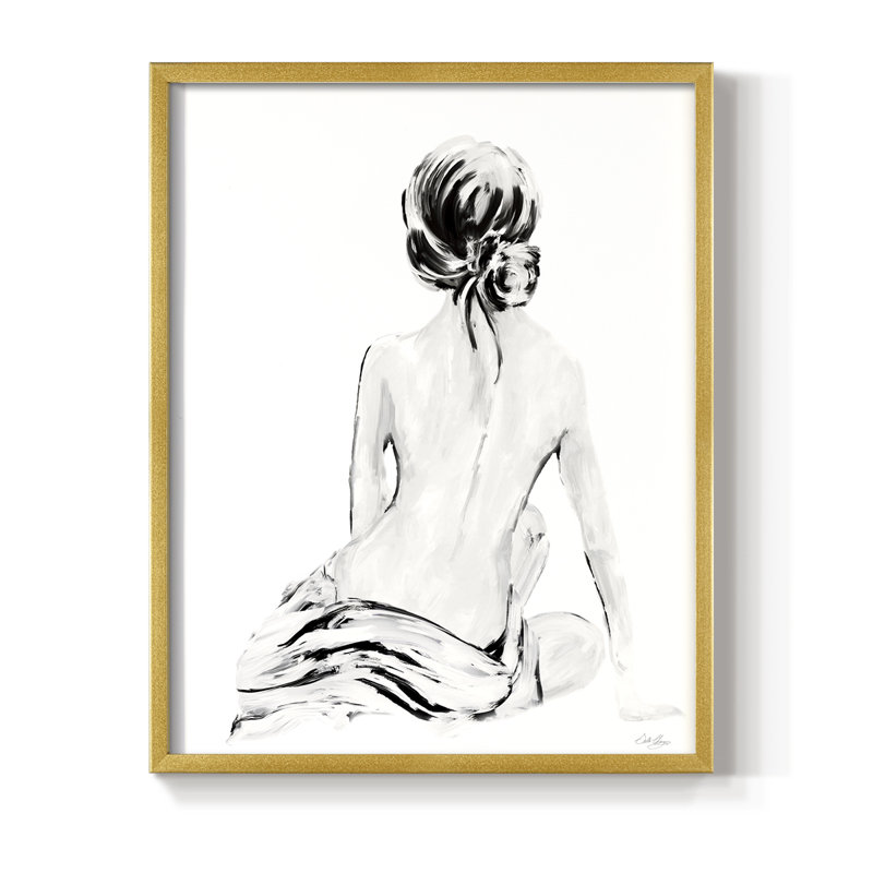 Impressionniste, impressionnant, nu doux I, impression encadrée - bois massif, Gold, H 21 po x l 17 po