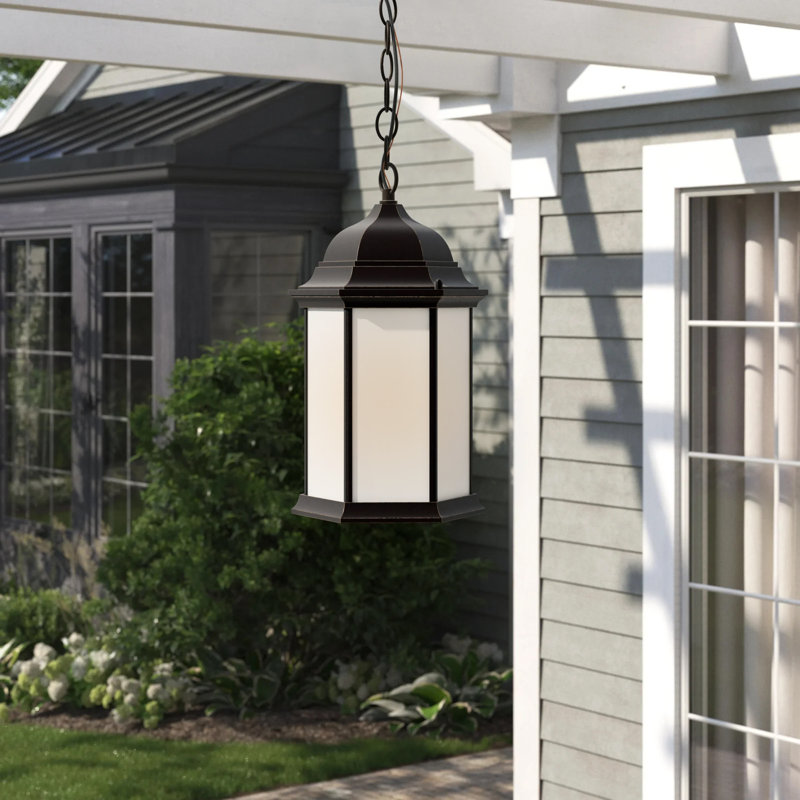 Sevier One Light Outdoor Pendant from Generation Lighting , Black, No