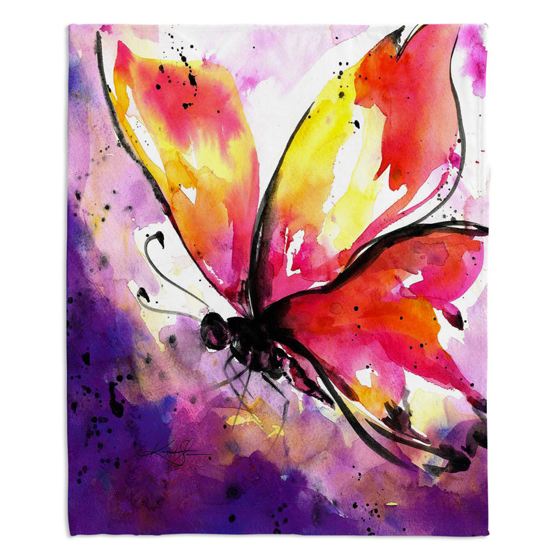 Couverture sherpa à la décomposition abstraite papillon, l 51 po x L 60 po
