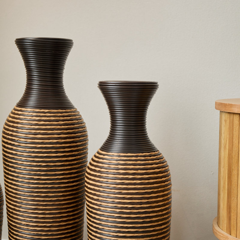 Ensemble de 3 vases en rotin tissés à la main