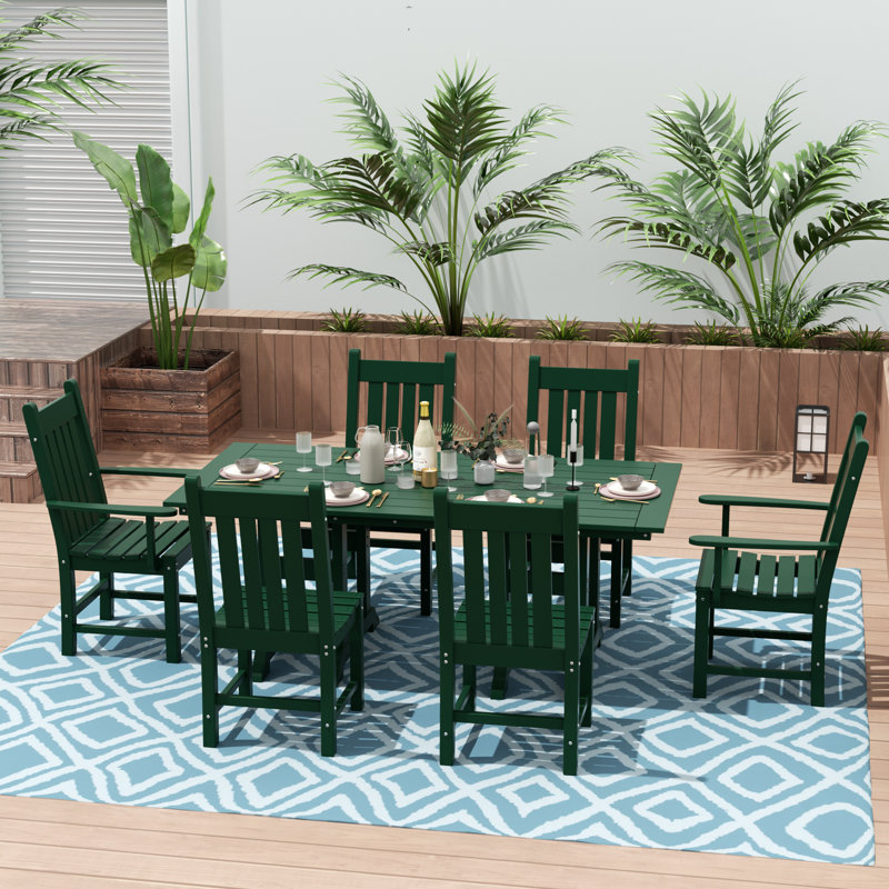 Ensemble de salle à manger rectangulaire pour 6 personnes 70 "" Laguna, Vert foncé