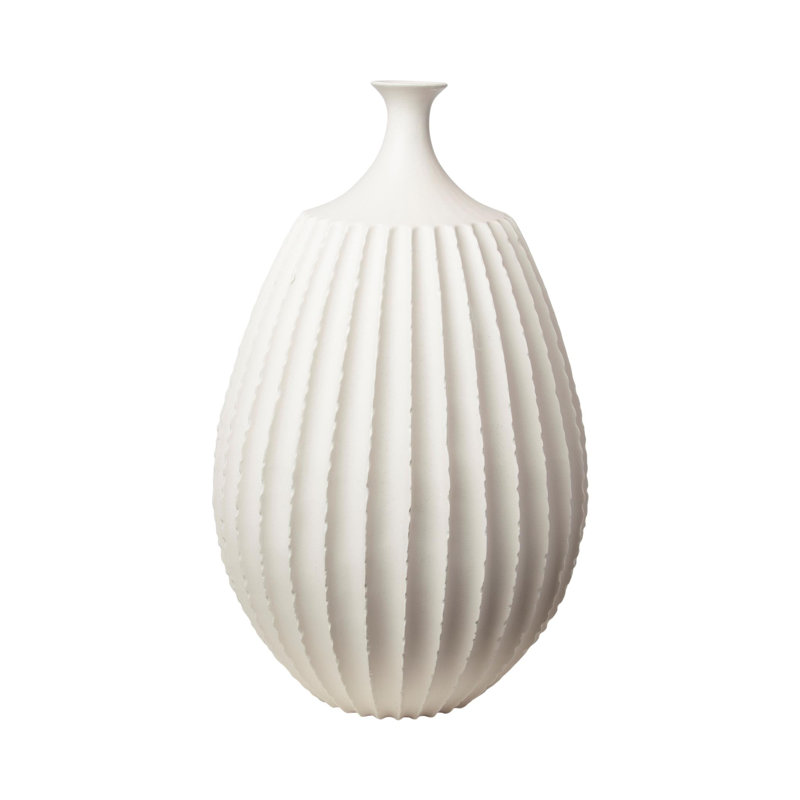 Sawtooth Vase-Rustic White-Med, 23.75'' H x 14.5'' W x 14.5'' D, Rustic White