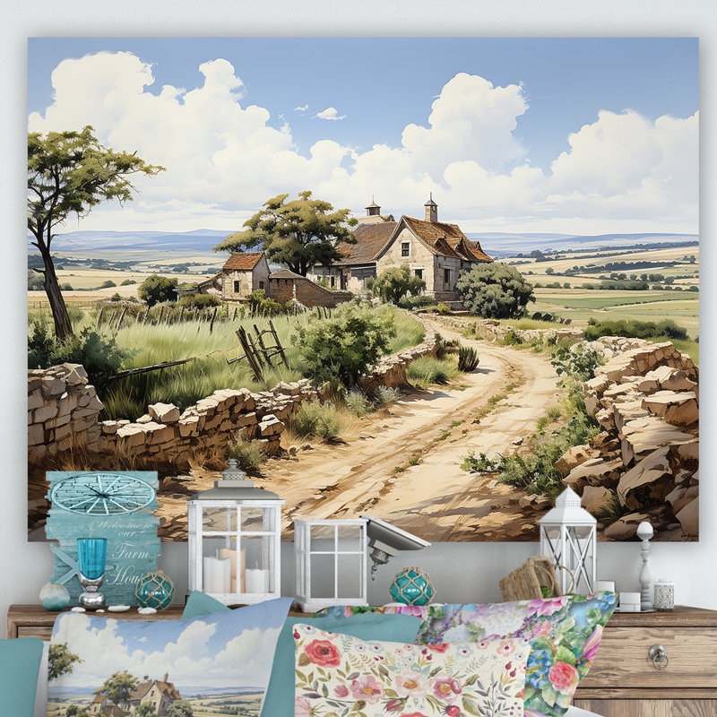 «Vineyard Scenery Landscape Beauty V», reproduction sur toile, Toile tendue, H 16 po x l 32 po x P 1 po
