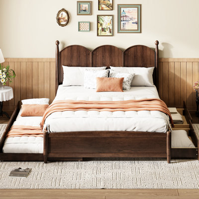 Queen Size Platform Bed With Twin Xl Trundle And Storage Drawers - Blend Classic Modern Design 2 Wide Clothing Maximize Your Bedroom Options by Latitude Run