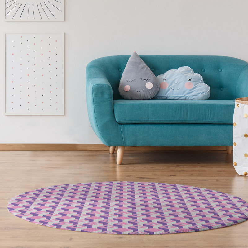 Chenille Geometric Indoor Rug, Round 5'