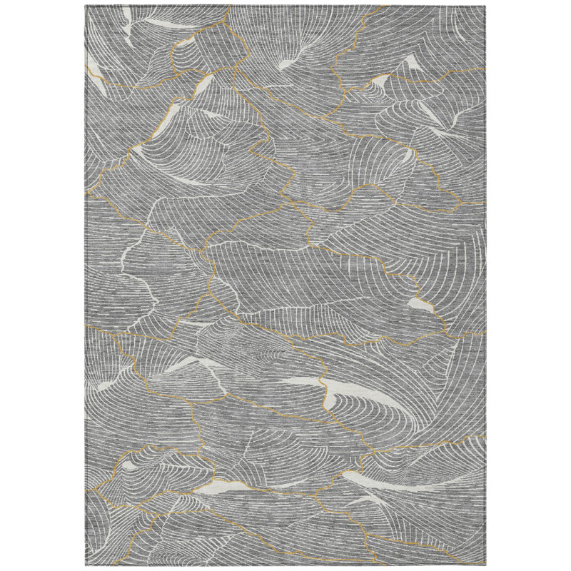 Tapis intérieur gris lavable abstrait 9 pi x 12 pi HomeRoots