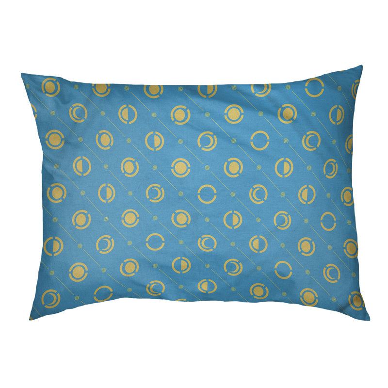 Coussin intérieur pour chien moon phases Chenault, Grand (l 50 po x P 7 po x H 40 po), Bleu sarcelle/jaune