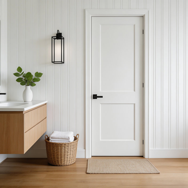 Porte intérieure standard en bois creux à 2 panneaux apprêtés de style Shaker sans trou, 18 po x 80 po